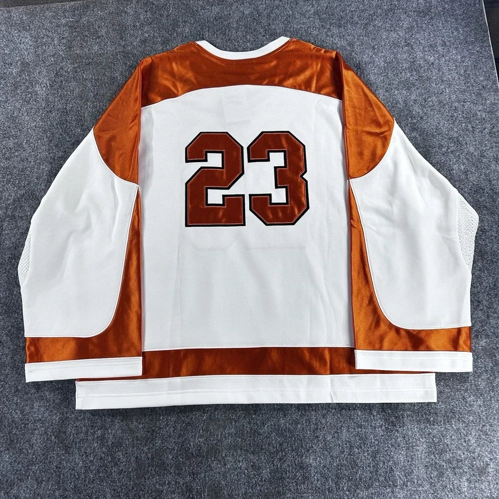 Jordan Mens Brooklyn Collegiate Hockey Jersey Size XL White Orange HV0109 133